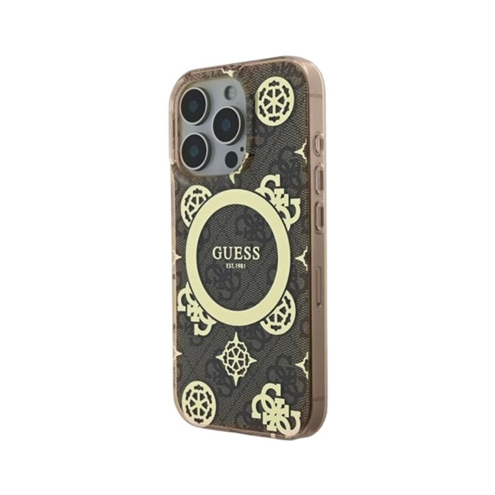 Obal Guess IML 4G Peony MagSafe Apple iPhone 16 Pro Max GUHMP16XH4PYEEW Brown