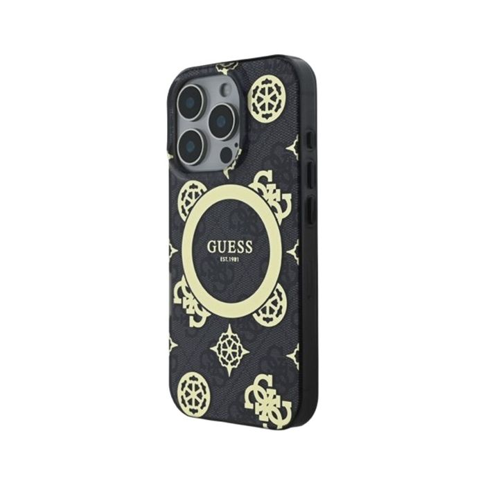 Obal Guess IML 4G Peony MagSafe Apple iPhone 16 Pro GUHMP16LH4PYEEK Black