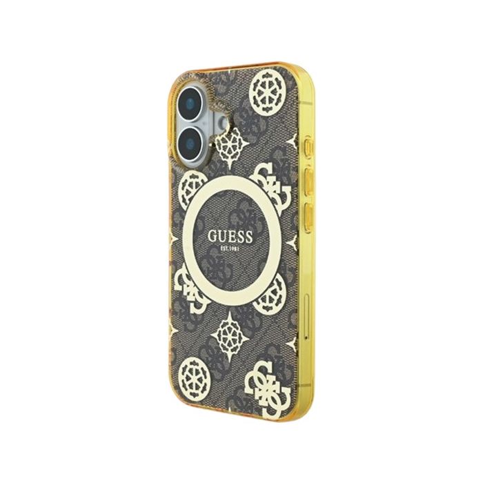 Obal Guess IML 4G Peony MagSafe Apple iPhone 16 GUHMP16SH4PYEEW Brown