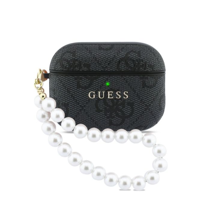 Obal Guess PU 4G Classic Logo Pearl Strap Apple AirPods Pro 3 GUAP3P4E4PSK čierny