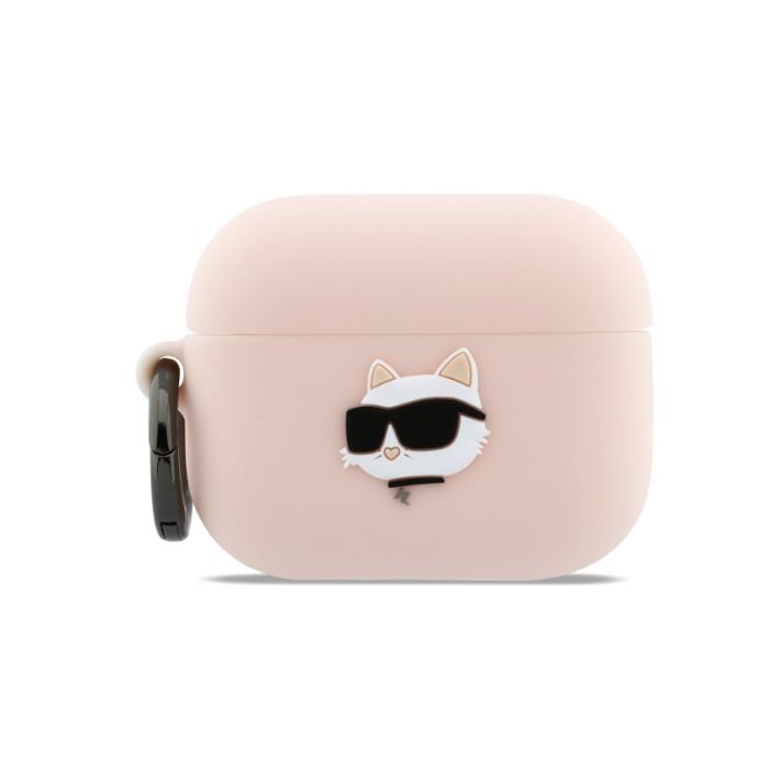 Obal Karl Lagerfeld 3D Logo NFT Choupette Head Silicone Apple AirPods Pro 3 KLAP3RUNCHP ružový