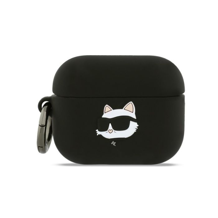 Obal Karl Lagerfeld 3D Logo NFT Choupette Head Silicone Apple AirPods Pro 3 KLAP3RUNCHK čierny