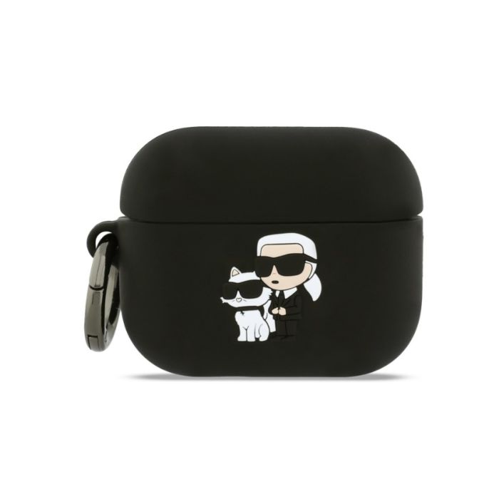 Obal Karl Lagerfeld 3D Logo NFT Karl and Choupette Silicone Apple AirPods Pro 3 KLAP3RUNKC čierny