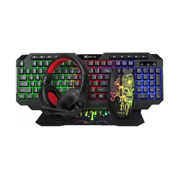 XTRIKE ME CMX-415 Combo 4v1, slúchadlá/myš/klávensica/podložka, čierne