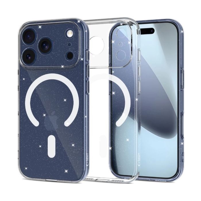 Obal Tech-protect Flexair Glitter MagSafe Apple iPhone 17 Pro transparentný
