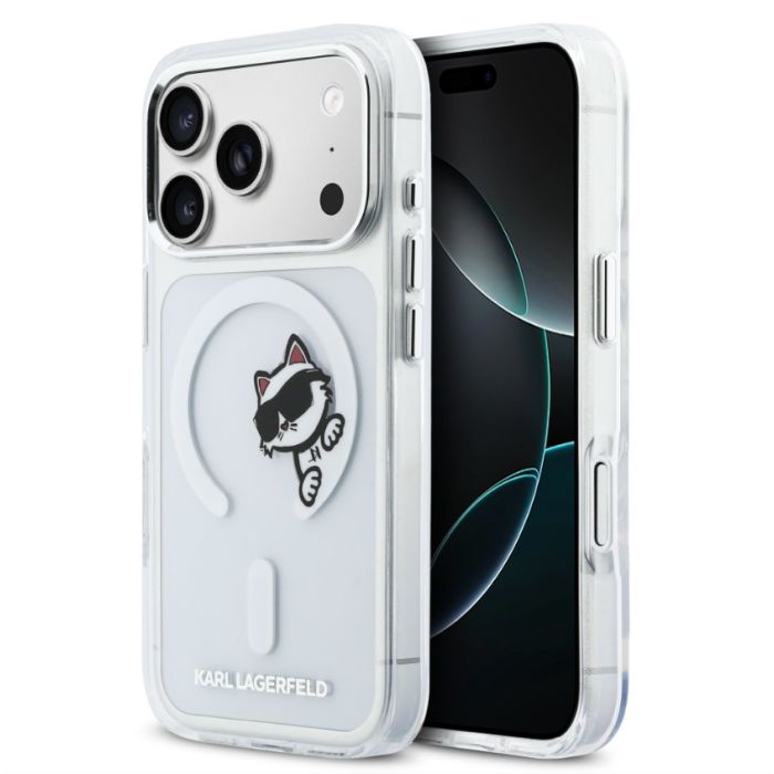 Obal Karl Lagerfeld IML Choupette Peekaboo MagSafe Apple iPhone 17 Pro Max KLHMP17X6HCPSCT transparentný