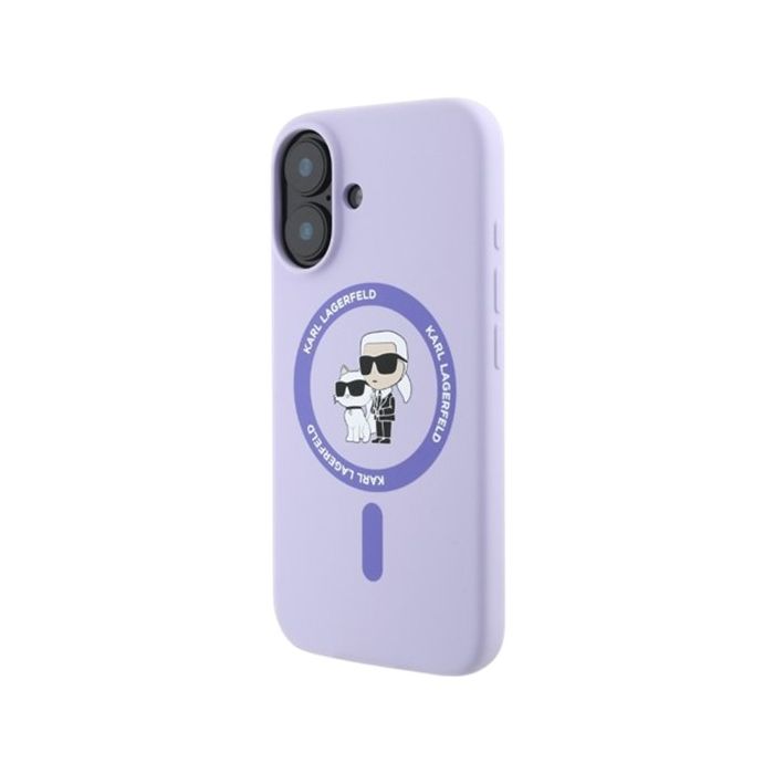 Obal Karl Lagerfeld Liquid Silicone Karl and Choupette MagSafe Apple iPhone 16 KLHMP16SSCMKCRHU Purple