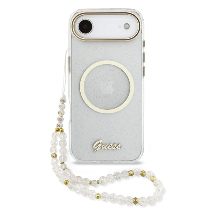 Obal Guess IML Glitter Script Strap MagSafe Apple iPhone Air GUHMP17M5HTGSMSH transparentný