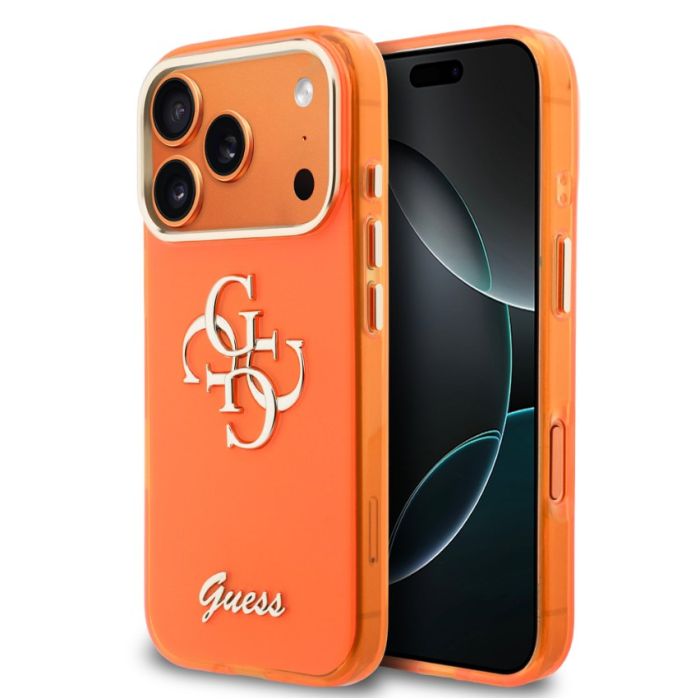 Obal Guess IML 4G Script Metal Logo Apple iPhone 17 Pro Max GUHCP17X5HC4MLSO oranžový