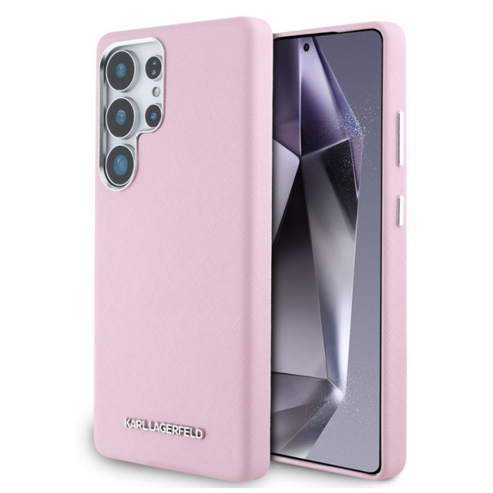 Obal Karl Lagerfeld PU Saffiano Metal Logo and Frame Samsung Galaxy S25 Ultra 5G S938 KLHMS25LPSAFWMCP ružový
