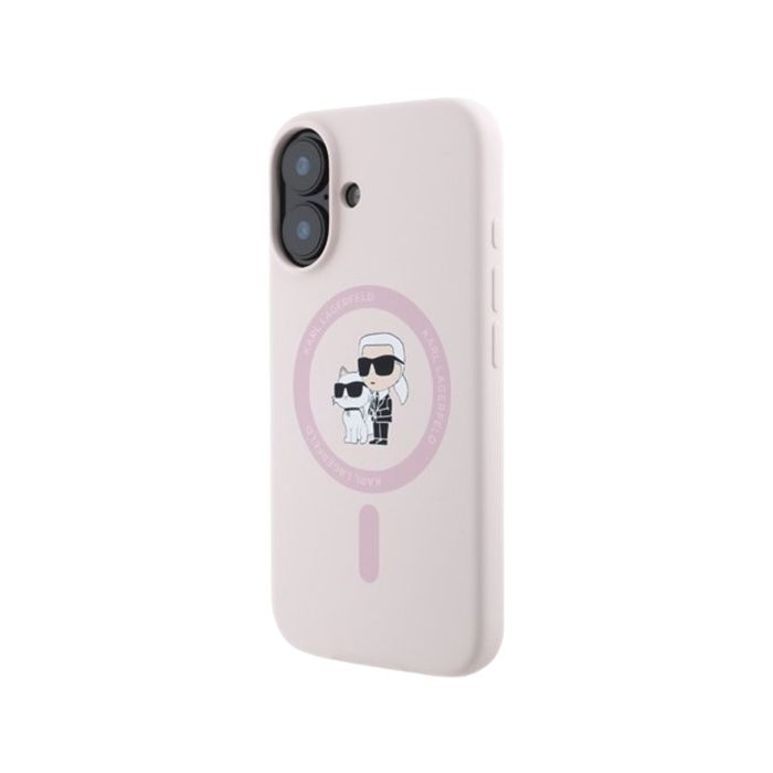 Obal Karl Lagerfeld Liquid Silicone Karl and Choupette MagSafe Apple iPhone 16 KLHMP16SSCMKCRHP Pink