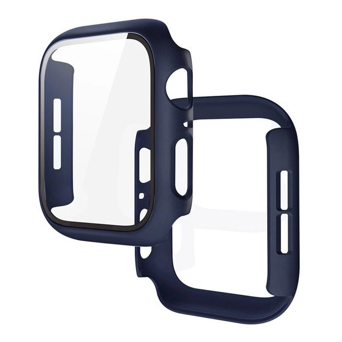 Ochranné puzdro/sklo Bizon Case+Glass Apple Watch SE 3/SE 2/SE/6/5/4 44mm tmavo-modré
