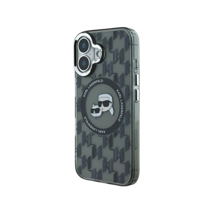 Obal Karl Lagerfeld IML Monogram K&CH Heads MagSafe Apple iPhone 16 KLHMP16SHMCKMHK Black