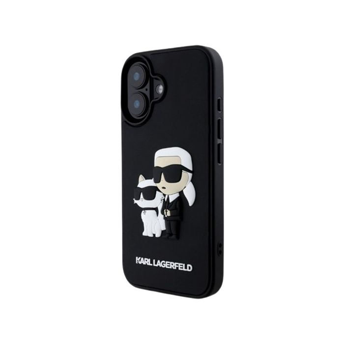 Obal Karl Lagerfeld 3D Rubber Karl and Choupette Apple iPhone 16 KLHCP16S3DRKCNK Black