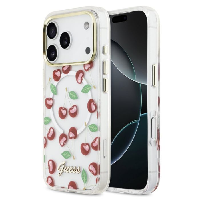 Obal Guess IML Glitter Cherry MagSafe iPhone 17 Pro GUHMP17L5HTCGMEH