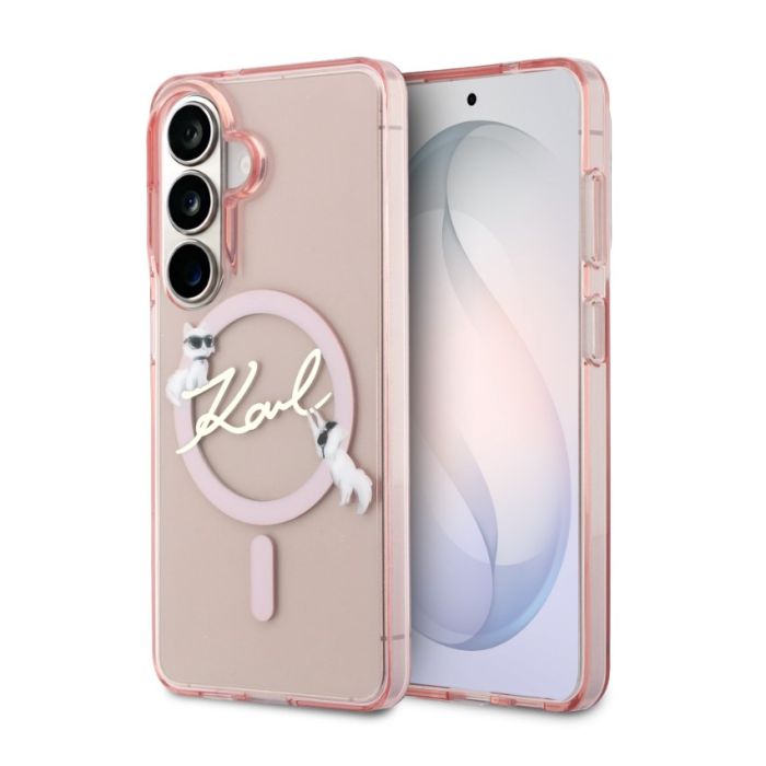 Obal Karl Lagerfeld IML Choupette Karl Script Logo Magnetic Samsung Galaxy S26 5G S942 KLHMS26S5HKSCAP ružový