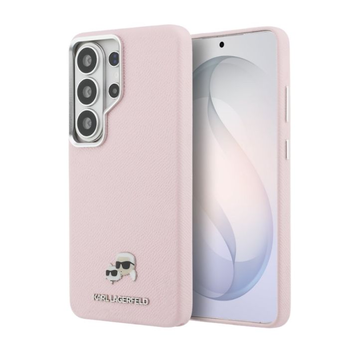 Obal Karl Lagerfeld Grained PU Leather K&CH Heads Magnetic Samsung Galaxy S26 Ultra 5G S948 KLHMS26L6PFKCLP ružový