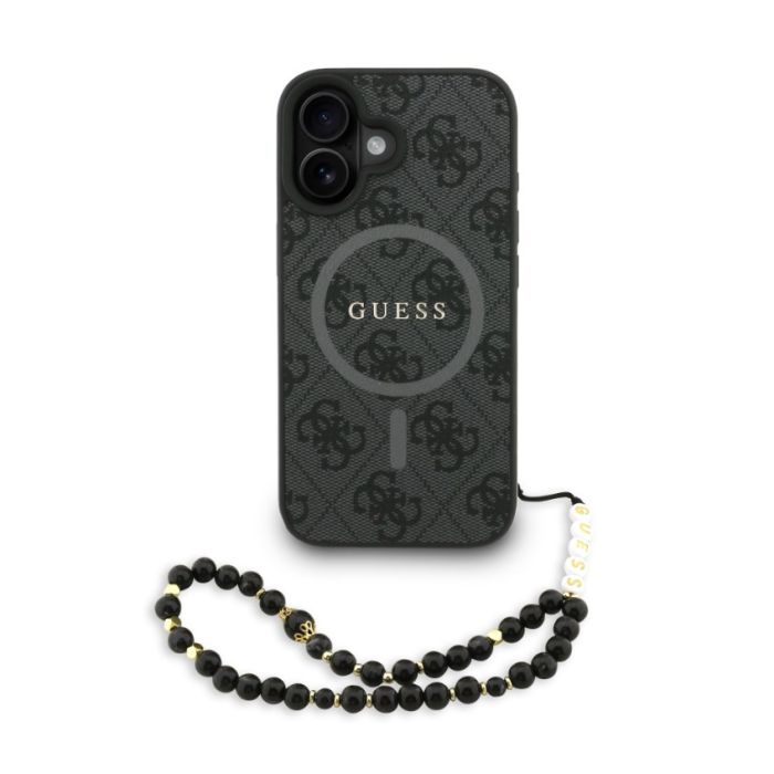 Obal Guess PU Leather 4G Colored Ring Strap MagSafe Apple iPhone 16 GUHMP16SP4GREGSK čierny