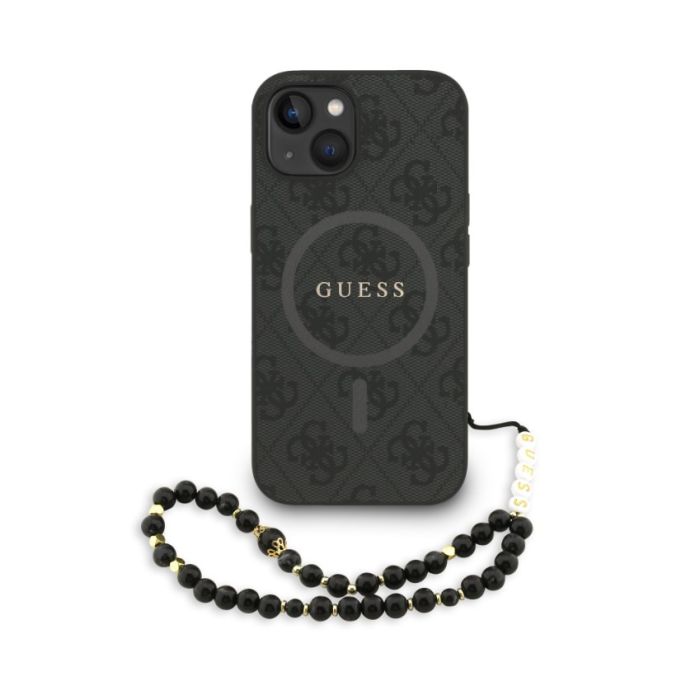 Obal Guess PU Leather 4G Colored Ring Strap MagSafe Apple iPhone 14 GUHMP14SP4GREGSK čierny