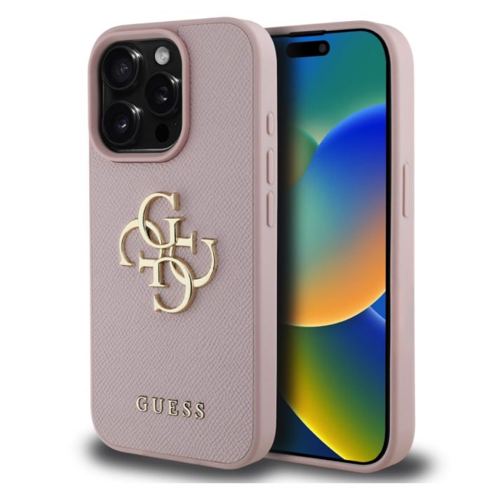 Obal Guess PU Grained 4G Metal Logo Apple iPhone 15 Pro Max GUHCP15XPGT4MBP ružový