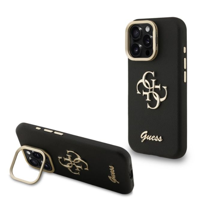 Obal Guess PU Grained 4G Logo Stand Camera Frame Apple iPhone 15 Pro GUHCP15LPCS4GSK čierny