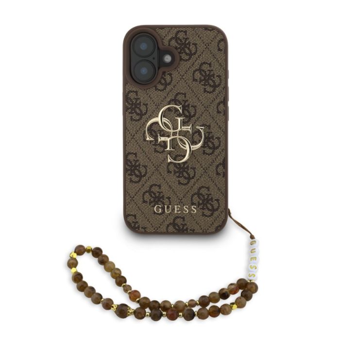 Obal Guess PU 4G Metal Logo Strap Apple iPhone 16 GUHCP16SP4GMGSW hnedý