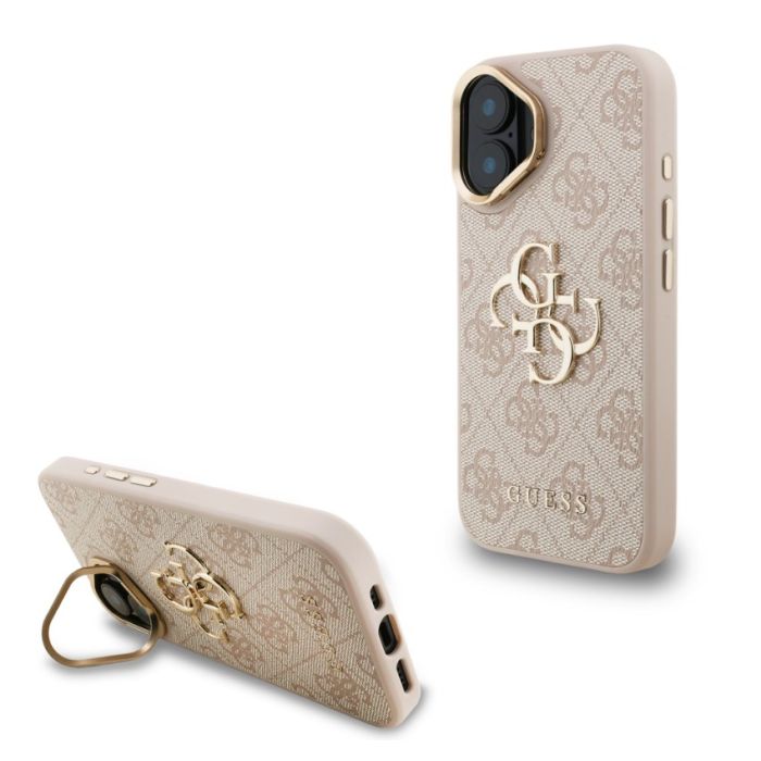 Obal Guess PU 4G Metal Logo Stand Camera Frame Apple iPhone 16 GUHCP16SPCS4GP4P ružový