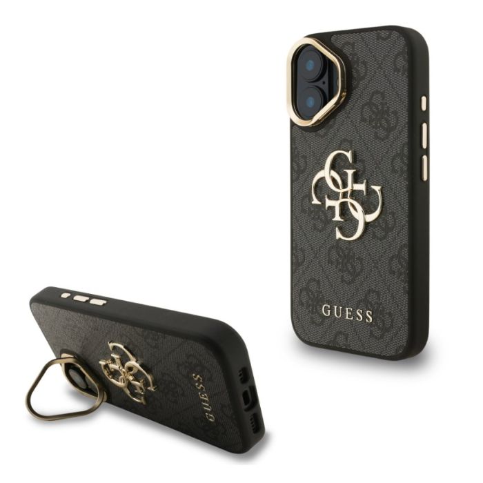 Obal Guess PU 4G Metal Logo Stand Camera Frame Apple iPhone 16 GUHCP16SPCS4GP4K čierny