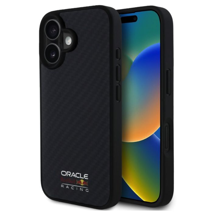 Obal Red Bull Carbon Shiny Logo MagSafe Apple iPhone 16 RBHMP16S24CFILSK čierny