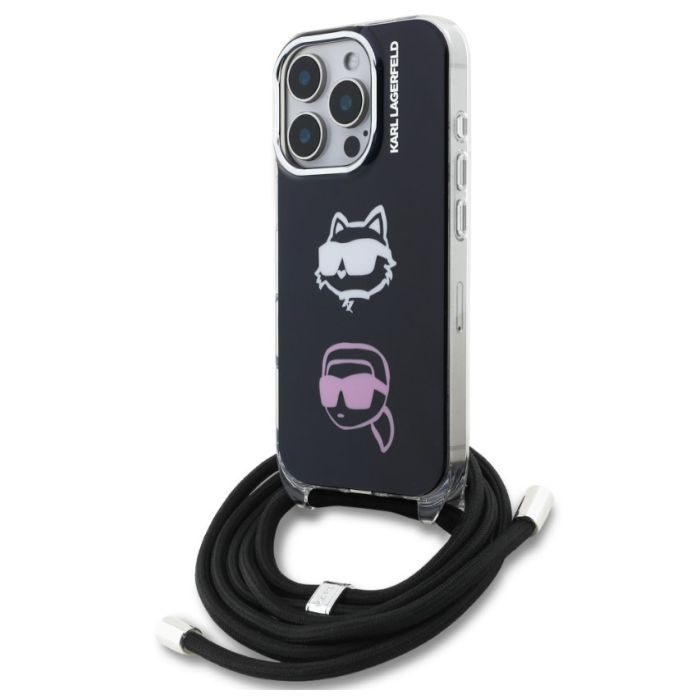 Obal Karl Lagerfeld IML Crossbody K&CH Heads Apple iPhone 16 Pro KLHCP16LHCDHGFBK čierny