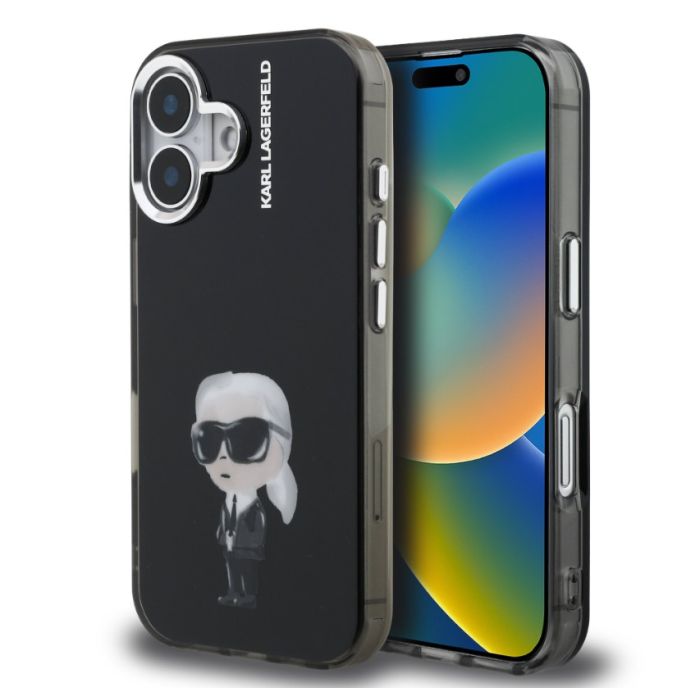 Obal Karl Lagerfeld IML Aquarelle Karl Apple iPhone 16 KLHCP16SHMKIAQK čierny