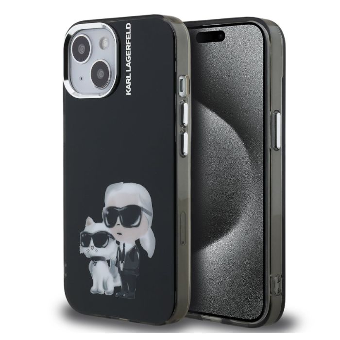 Obal Karl Lagerfeld IML Aquarelle Karl and Choupette Apple iPhone 15 KLHCP15SHMKCAQK čierny