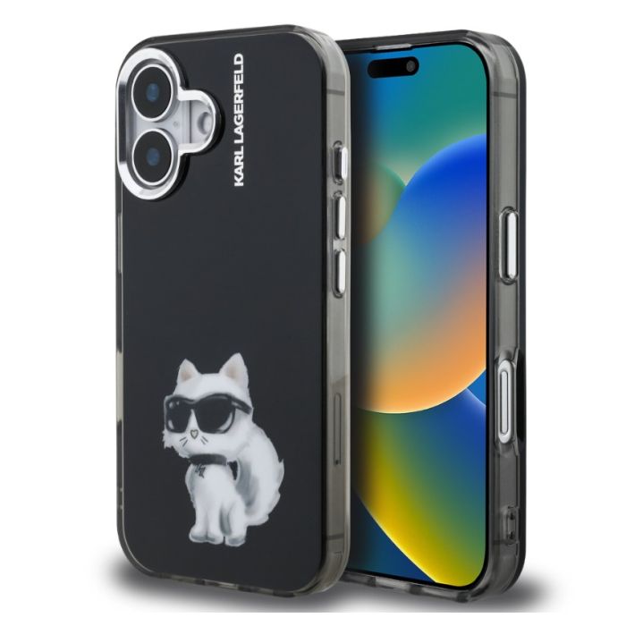 Obal Karl Lagerfeld IML Aquarelle Choupette Apple iPhone 16 KLHCP16SHMCHAQK čierny