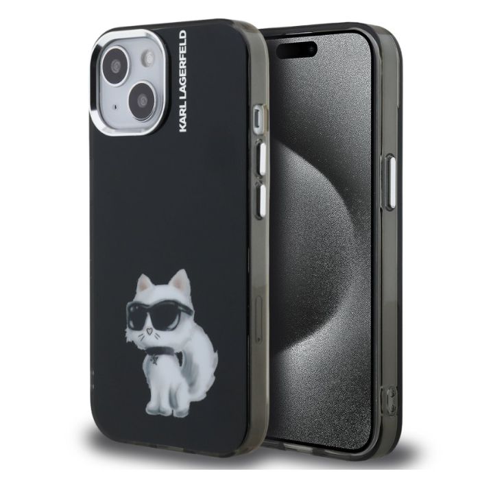 Obal Karl Lagerfeld IML Aquarelle Choupette Apple iPhone 15 KLHCP15SHMCHAQK čierny