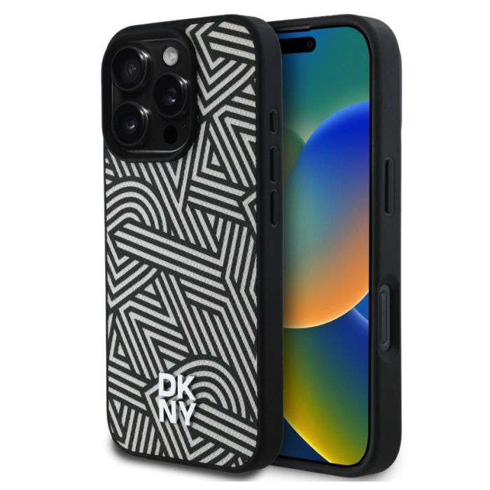 Obal DKNY PU Leather Crosswalk Pattern Magsafe Apple iPhone 16 Pro DKHMP16LPGCWPKE béžový