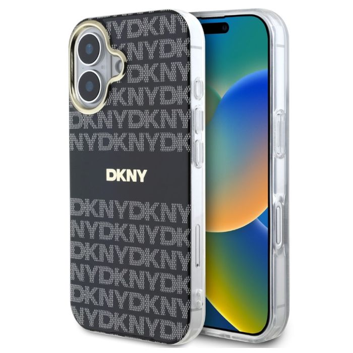 Obal DKNY PC/TPU Repeat Pattern Tonal Stripe Magsafe Apple iPhone 16 DKHMP16SHRHSEK čierny