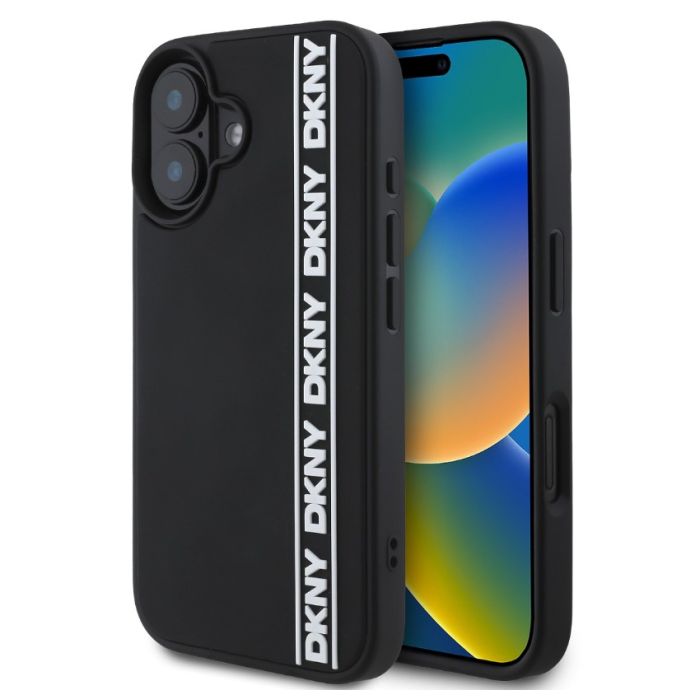 Obal DKNY 3D Rubber Repeat Logo Line Apple iPhone 16 DKHCP16S3DVSDLK čierny