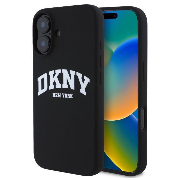 Obal DKNY Liquid Silicone Arch Logo MagSafe Apple iPhone 16 DKHMP16SSNYACH čierny