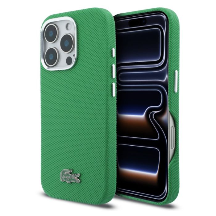 Obal Lacoste PVC Iconic Petit Pique Metal Logo MagSafe Apple iPhone 16 Pro LCFCMP16LPLAN zelený