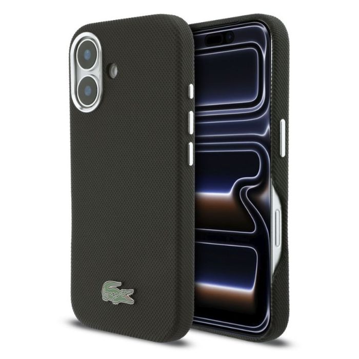 Obal Lacoste PVC Iconic Petit Pique Metal Logo MagSafe Apple iPhone 16 LCFCMP16SPLAK čierny