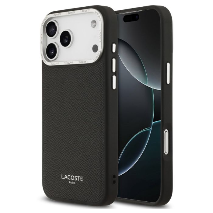 Obal Lacoste PU Leather Champs Elysees MagSafe Apple iPhone 17 Pro LCHMP17LPCESK čierny