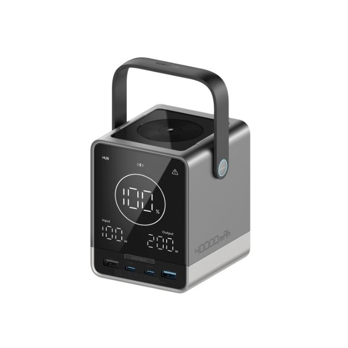 Cuktech P01CT Powerbank, 300W 40000mAh + bezdrôtové nabíjanie, 2xUSB-C+ 2xUSB-A, čierna