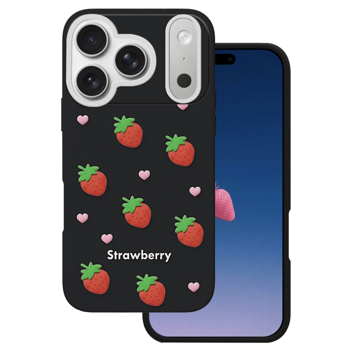 Obal Strawberry Apple iPhone 17 Pro čierny