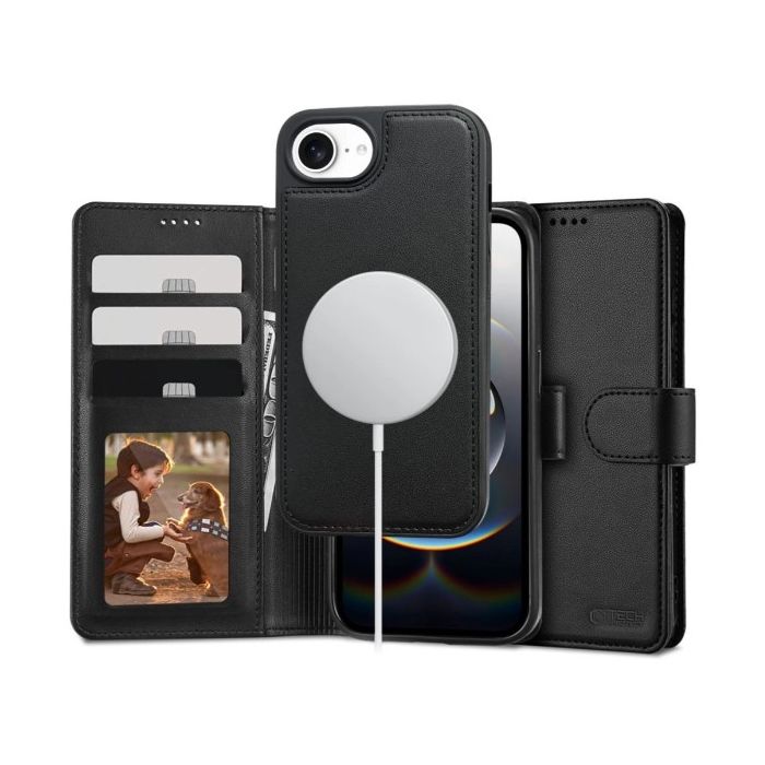 Obal Tech-Protect Wallet MagSafe 2v1 Apple iPhone 16e/17e čierny