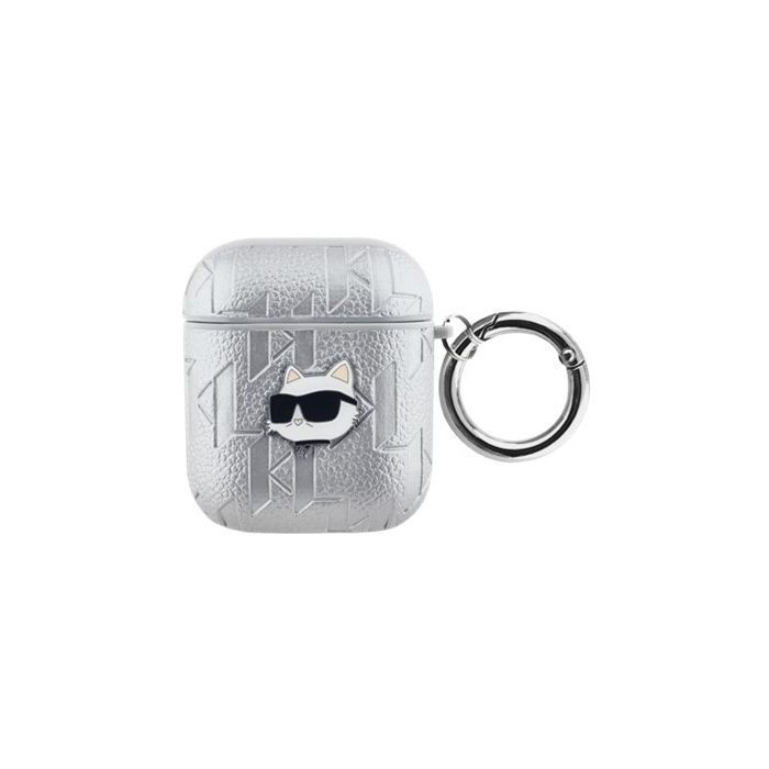 Obal Karl Lagerfeld PU Embossed Choupette Head Apple AirPods 1/2 KLA2PGCHPS Silver