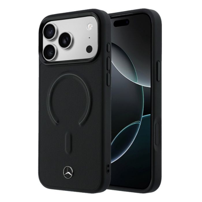 Obal Mercedes PU Leather 3D MagSafe Apple iPhone 17 Pro MEHMP17L25PEMMOK čierny