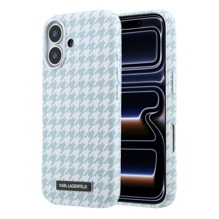 Obal Karl Lagerfeld PU Houndstooth Resin Plate MagSafe Apple iPhone 17 KLHMP17S6PFPDPB modrý