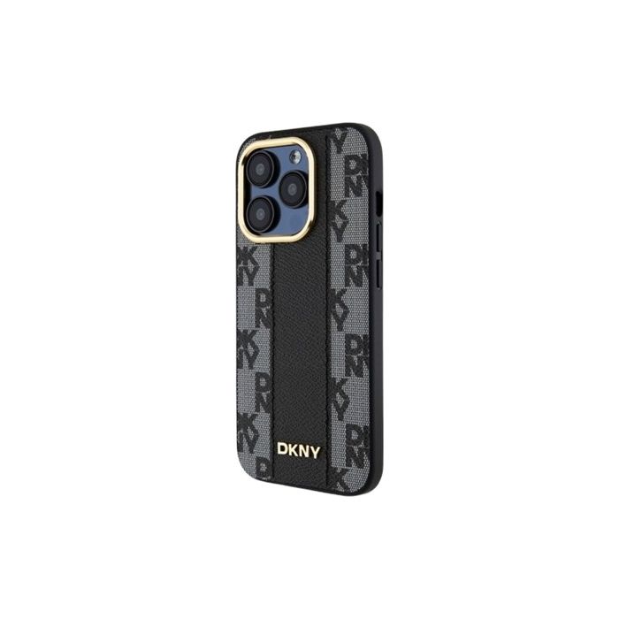 Obal DKNY PU Leather Checkered Pattern Magsafe Apple iPhone 15 Pro Max DKHMP15XPCPVSLK Black