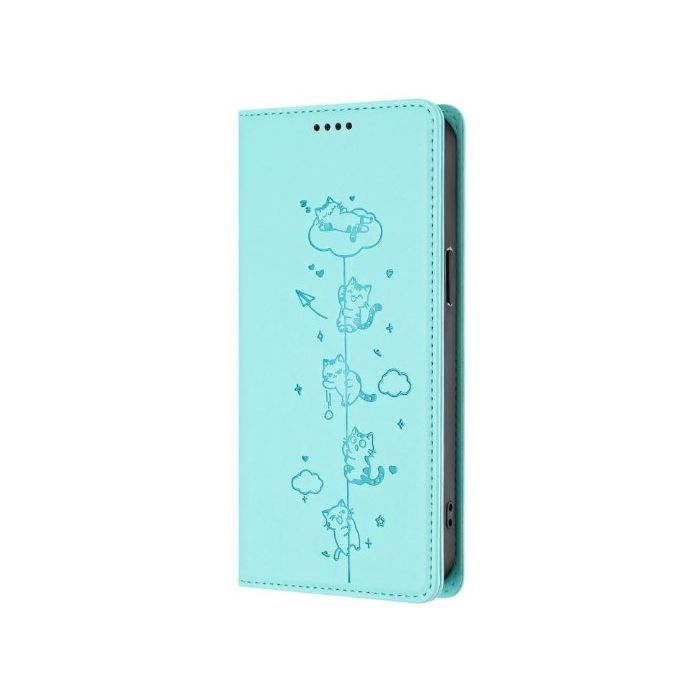 Obal Mezzo Book RFID Honor Magic 8 Lite/X70/X9d vzor mačky zelený