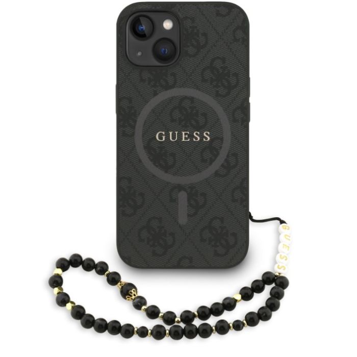 Obal Guess PU Leather 4G Colored Ring Strap MagSafe Apple iPhone 13 GUHMP13MP4GREGSK čierny